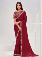 Maroon Pure Crepe Georgette Saree